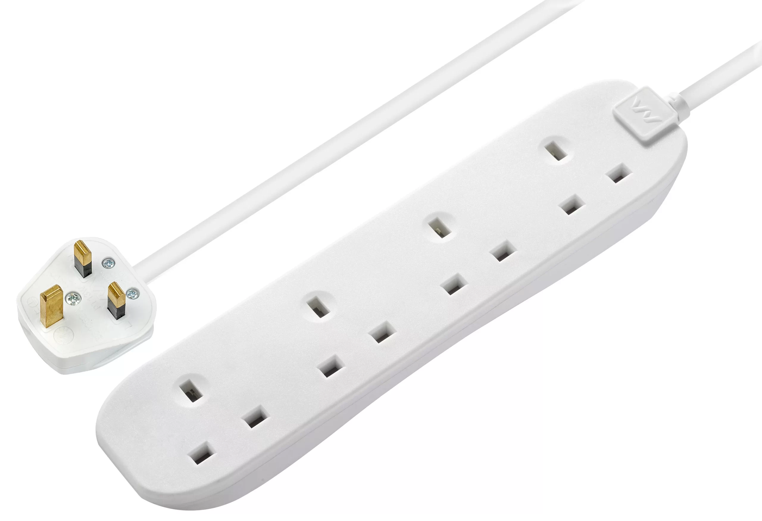 Masterplug 4 Socket 13A White Extension Lead, 8m 3 Masterplug 4 Socket 13A White Extension Lead, 8m