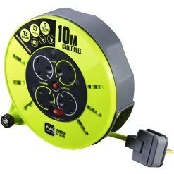 Masterplug 4 Socket Green & Grey Indoor Cable Reel, 10m