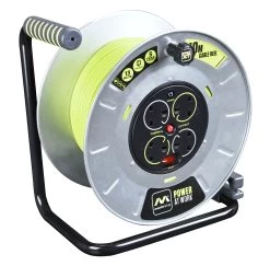 Masterplug 4 Socket Grey & Green Indoor & Outdoor Cable Reel, 40m