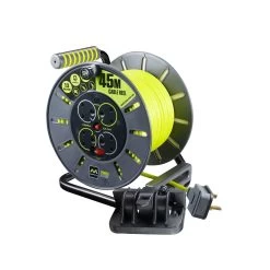 Masterplug 4 Socket Grey Indoor & Outdoor Cable Reel, 45m