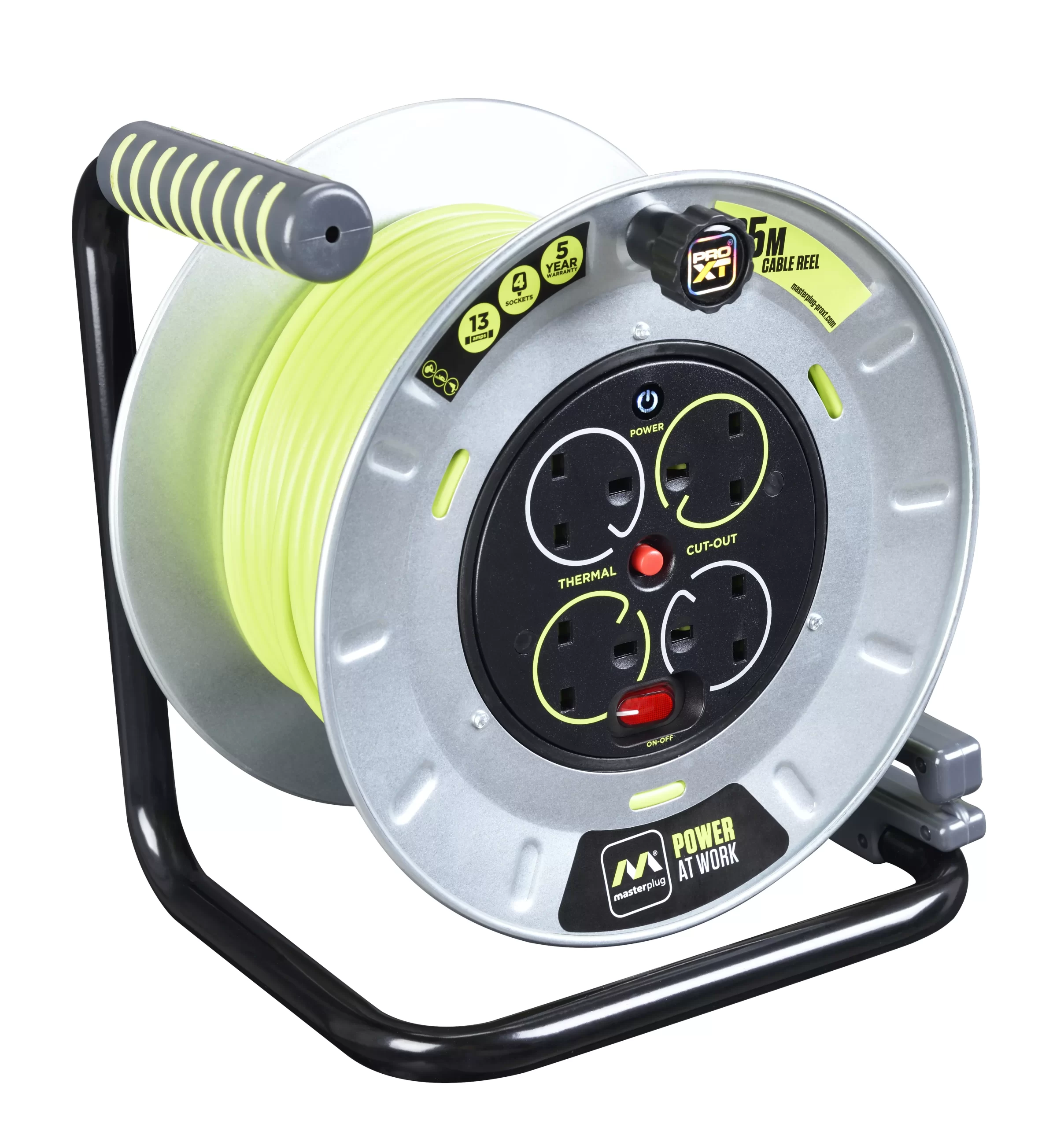 Masterplug 4 Socket Indoor & Outdoor Cable Reel, 25m 3 Masterplug 4 Socket Indoor & Outdoor Cable Reel, 25m