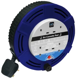 Masterplug 4 Socket White Indoor Cable Reel, 8m