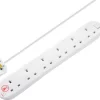 Masterplug 6 Socket 13A Surge Protected White Extension Lead, 2m 2 Masterplug 6 Socket 13A Surge Protected White Extension Lead, 2m -Professional Electrical Lighting Store masterplug 6 socket 13a surge protected white extension lead 2m5015056663746 01c bq