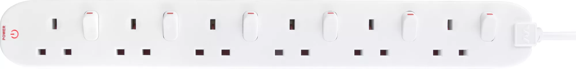 Masterplug 6 Socket 13A Switched White Extension Lead, 2m 4 Masterplug 6 Socket 13A Switched White Extension Lead, 2m - Image 2