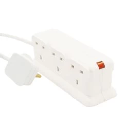Masterplug 6 Socket 13A White Extension Lead, 3m