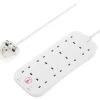 Masterplug 8 Socket 13A Surge Protected White Extension Lead, 2m 2 Masterplug 8 Socket 13A Surge Protected White Extension Lead, 2m -Professional Electrical Lighting Store masterplug 8 socket 13a surge protected white extension lead 2m5015056662022 01c bq