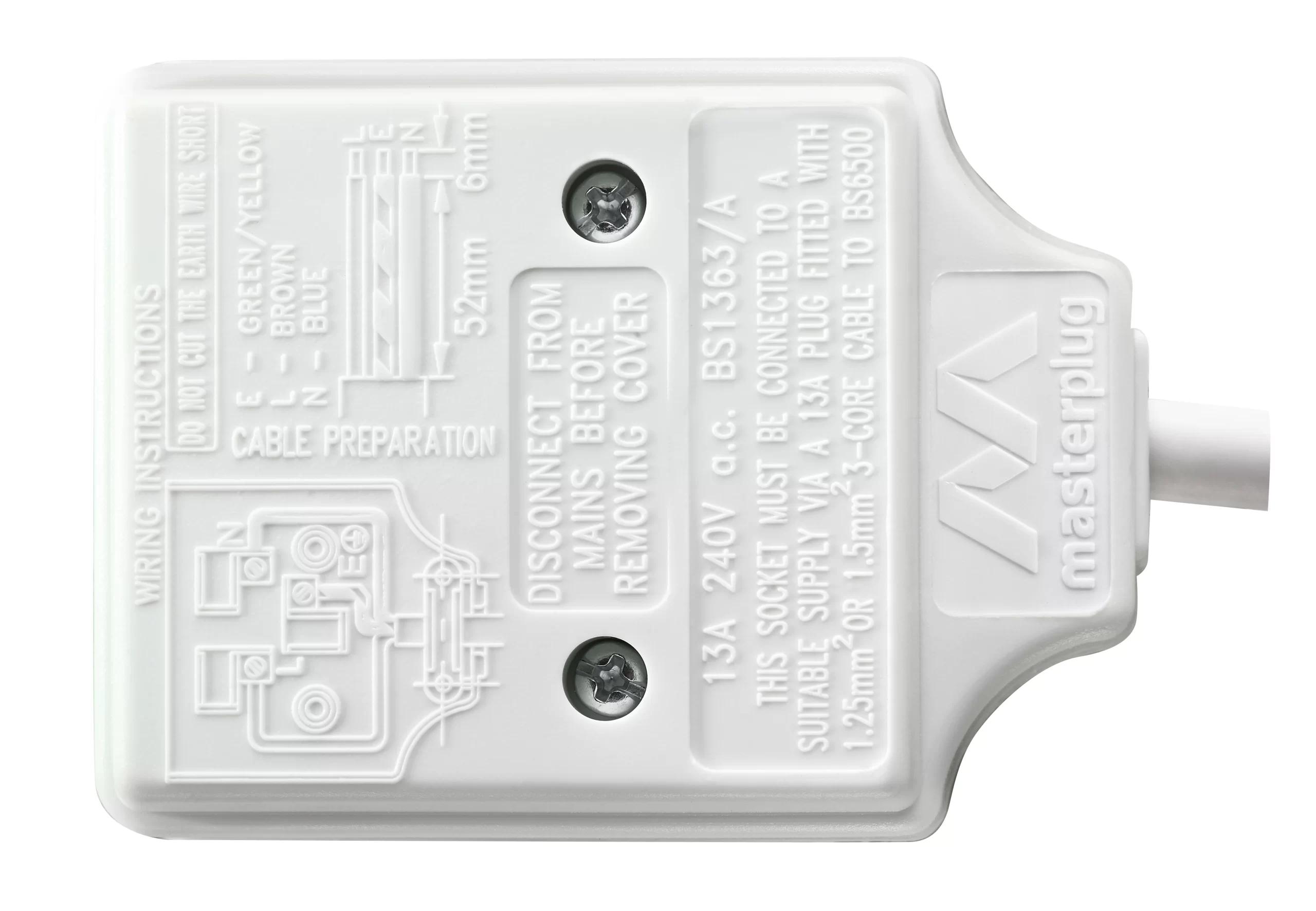 Masterplug Basic 1 Socket White Extension Lead, 8m 5 Masterplug Basic 1 Socket White Extension Lead, 8m - Image 3