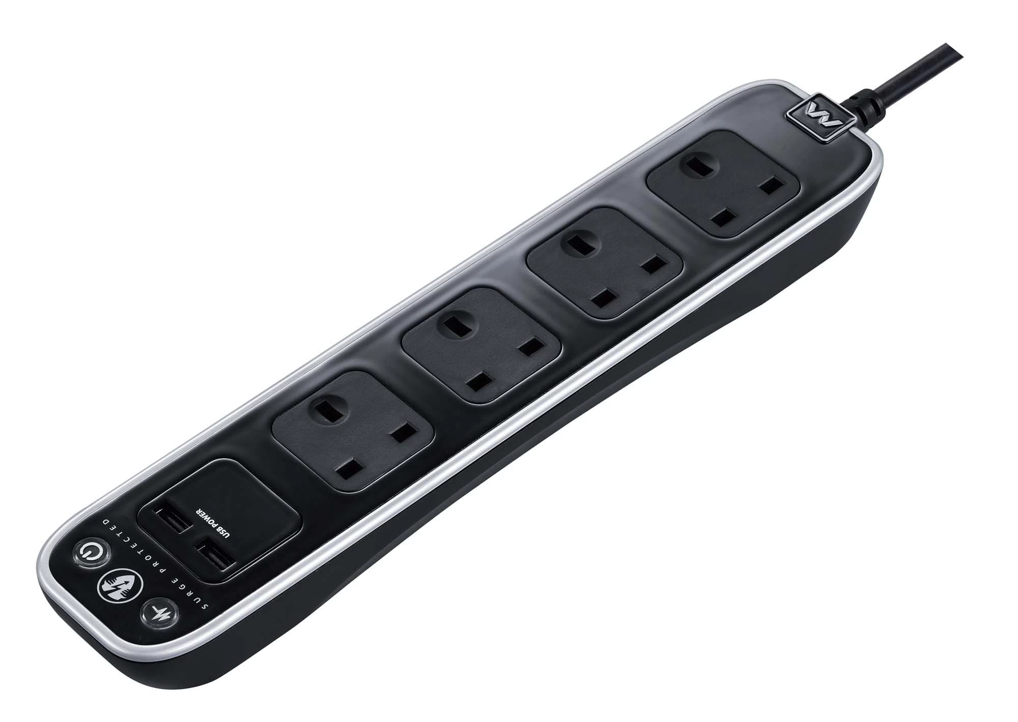 Masterplug Surge Black 4 Socket Extension Lead With USB, 1m 7 Masterplug Surge Black 4 Socket Extension Lead With USB, 1m - Image 5