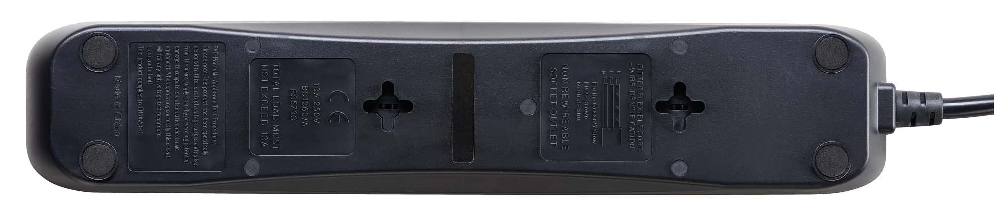 Masterplug Surge Black 4 Socket Extension Lead With USB, 1m 8 Masterplug Surge Black 4 Socket Extension Lead With USB, 1m - Image 6