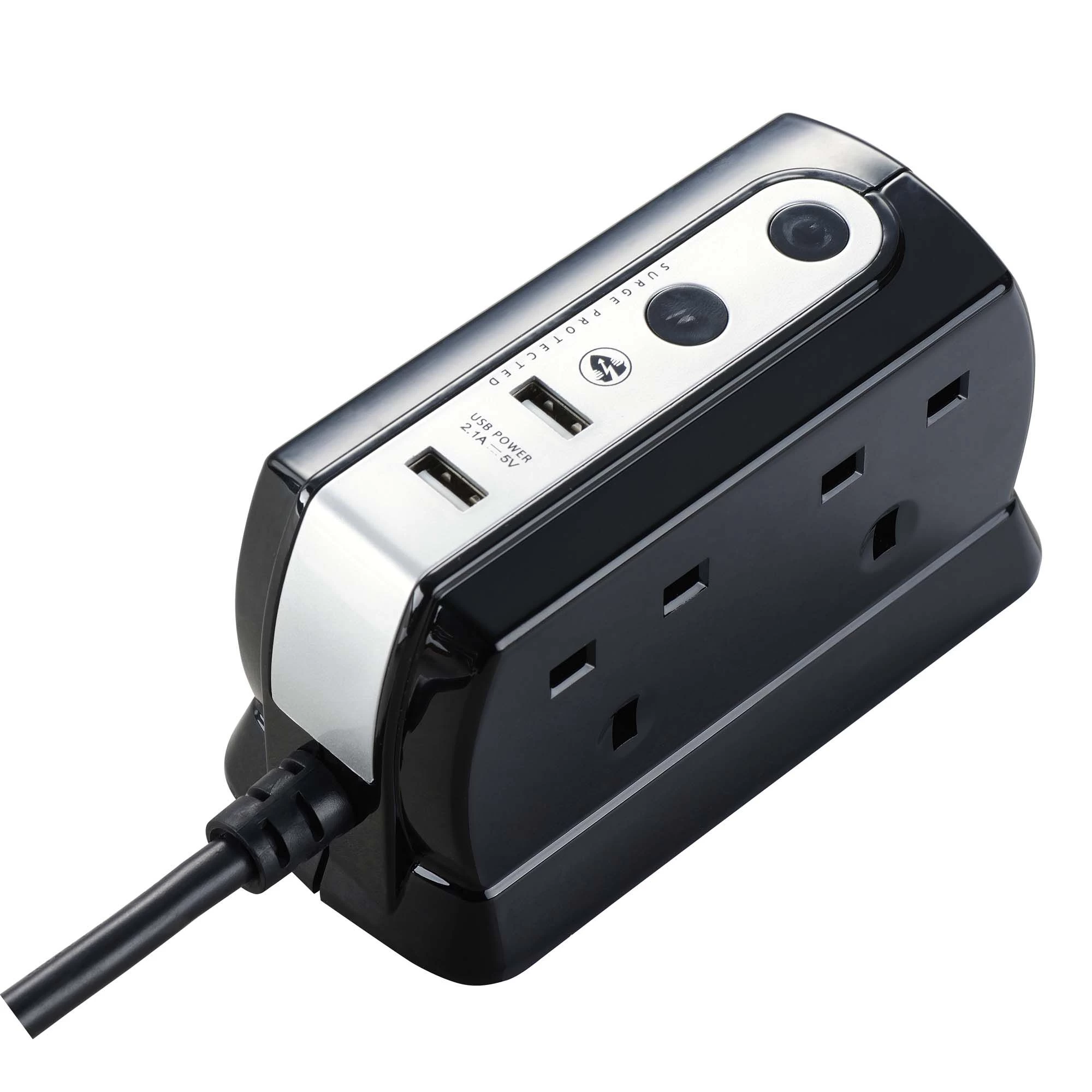 Masterplug Surge Black 4 Socket Extension Lead With USB, 2m 3 Masterplug Surge Black 4 Socket Extension Lead With USB, 2m
