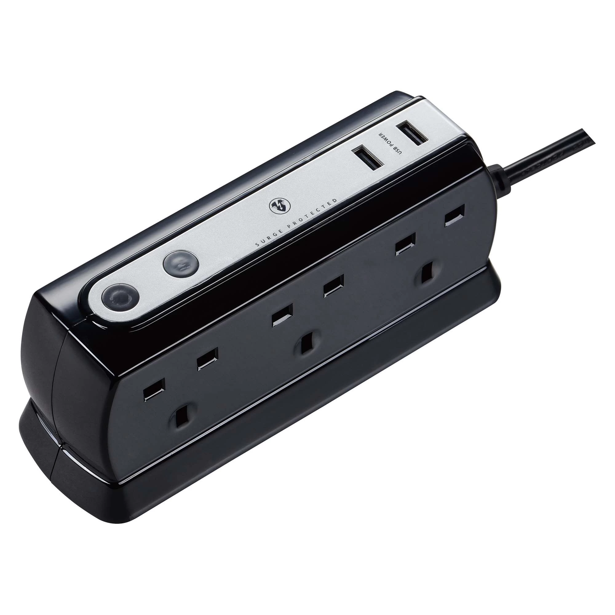 Masterplug Surge Black 6 Socket Extension Lead With USB, 2m 8 Masterplug Surge Black 6 Socket Extension Lead With USB, 2m - Image 6