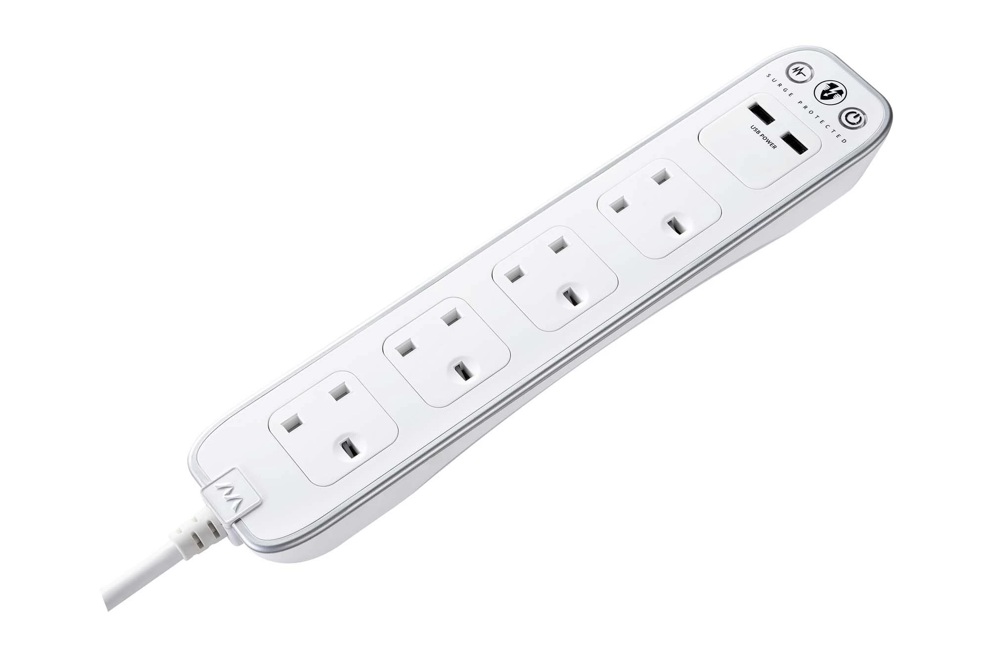 Masterplug Surge White 4 Socket Extension Lead With USB, 1m 5 Masterplug Surge White 4 Socket Extension Lead With USB, 1m - Image 3