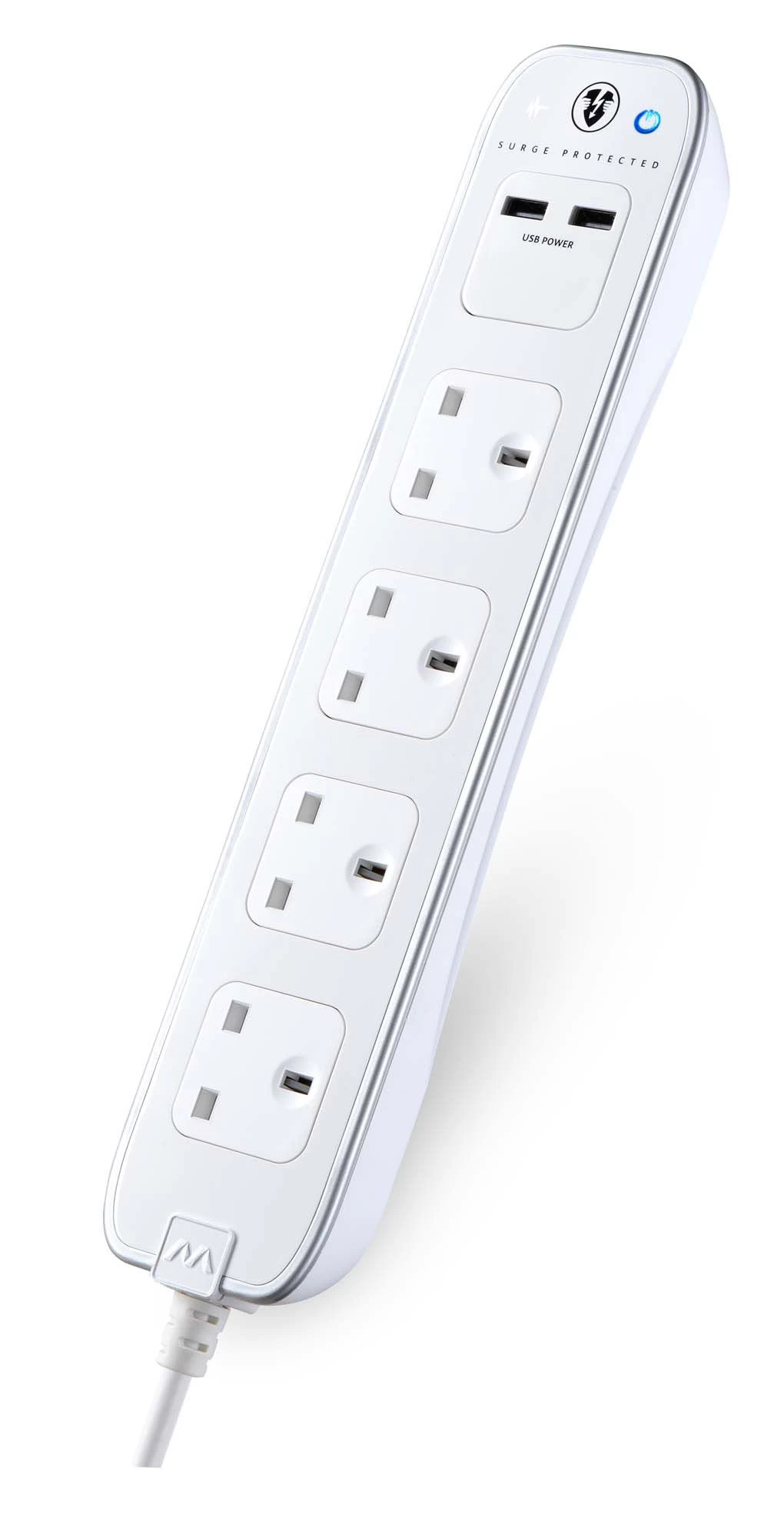 Masterplug Surge White 4 Socket Extension Lead With USB, 1m 7 Masterplug Surge White 4 Socket Extension Lead With USB, 1m - Image 5