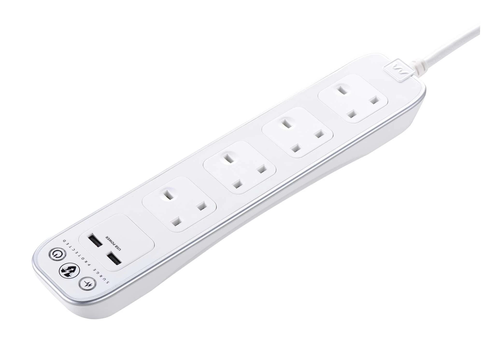 Masterplug Surge White 4 Socket Extension Lead With USB, 1m 8 Masterplug Surge White 4 Socket Extension Lead With USB, 1m - Image 6