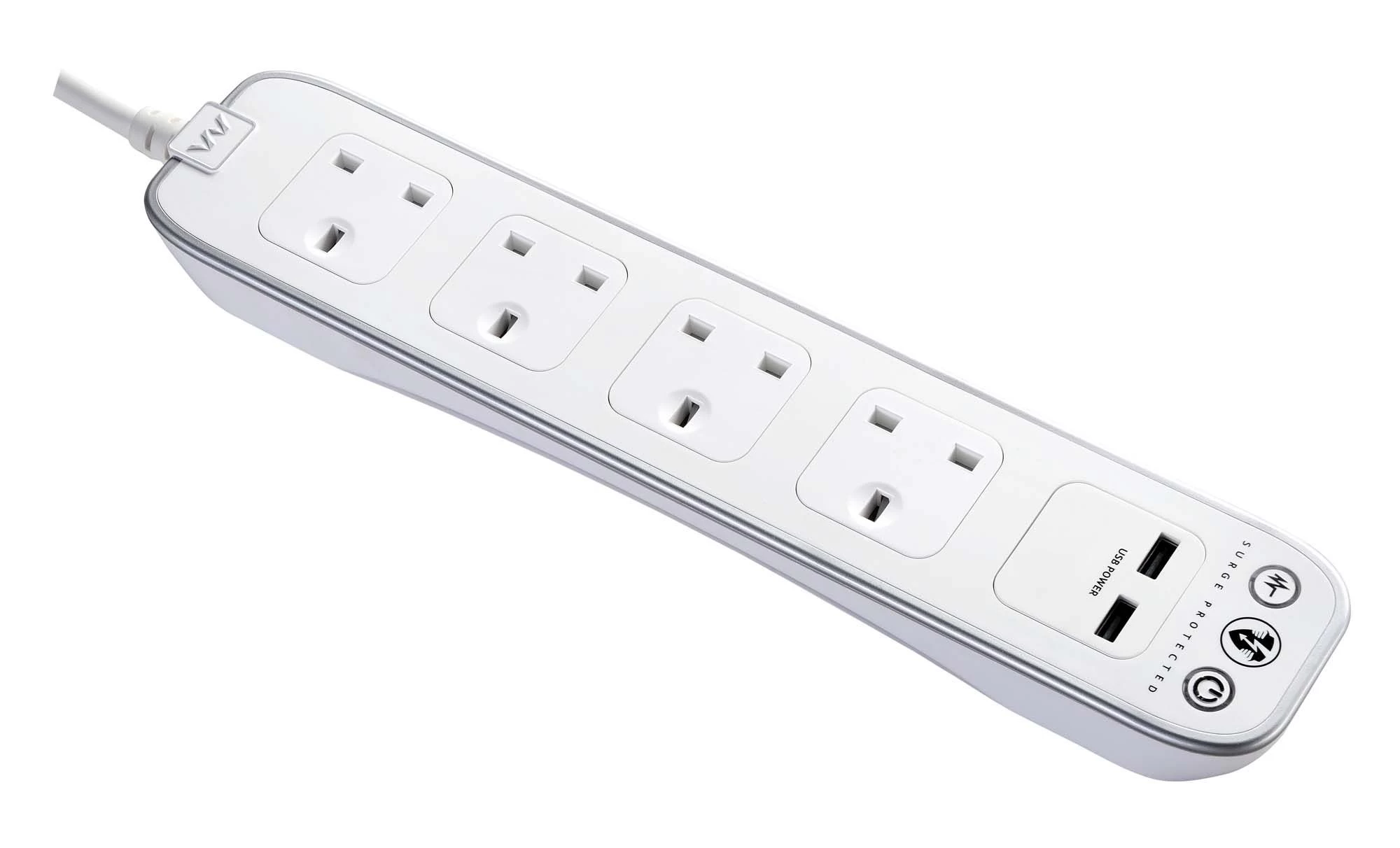 Masterplug Surge White 4 Socket Extension Lead With USB, 1m 9 Masterplug Surge White 4 Socket Extension Lead With USB, 1m - Image 7