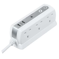 Masterplug Surge White 6 Socket Extension Lead With USB, 2m -Professional Electrical Lighting Store masterplug surge white 6 socket extension lead with usb 2m5015056548241 21c bq