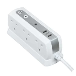 Masterplug Surge White 6 Socket Extension Lead With USB, 2m -Professional Electrical Lighting Store masterplug surge white 6 socket extension lead with usb 2m5015056548241 22c bq
