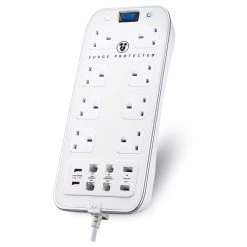 Masterplug Surge White 8 Socket Extension Lead With USB, 2m