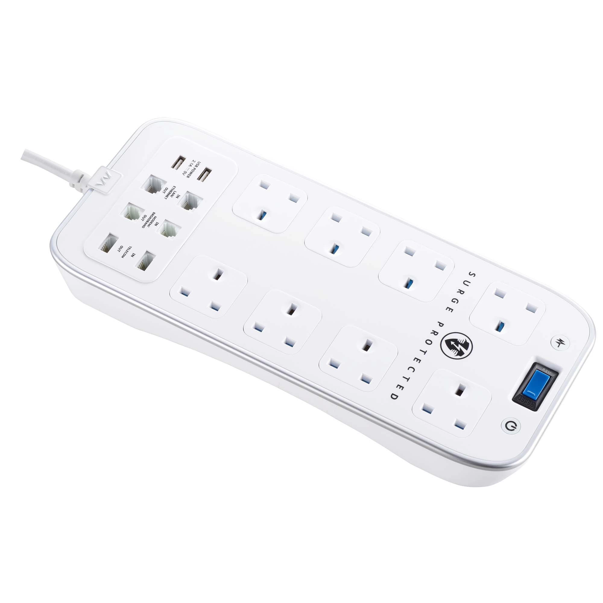 Masterplug Surge White 8 Socket Extension Lead With USB, 2m 8 Masterplug Surge White 8 Socket Extension Lead With USB, 2m - Image 6