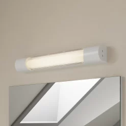 Matt White Bathroom Wired Wall Light - With Shaver Socket
