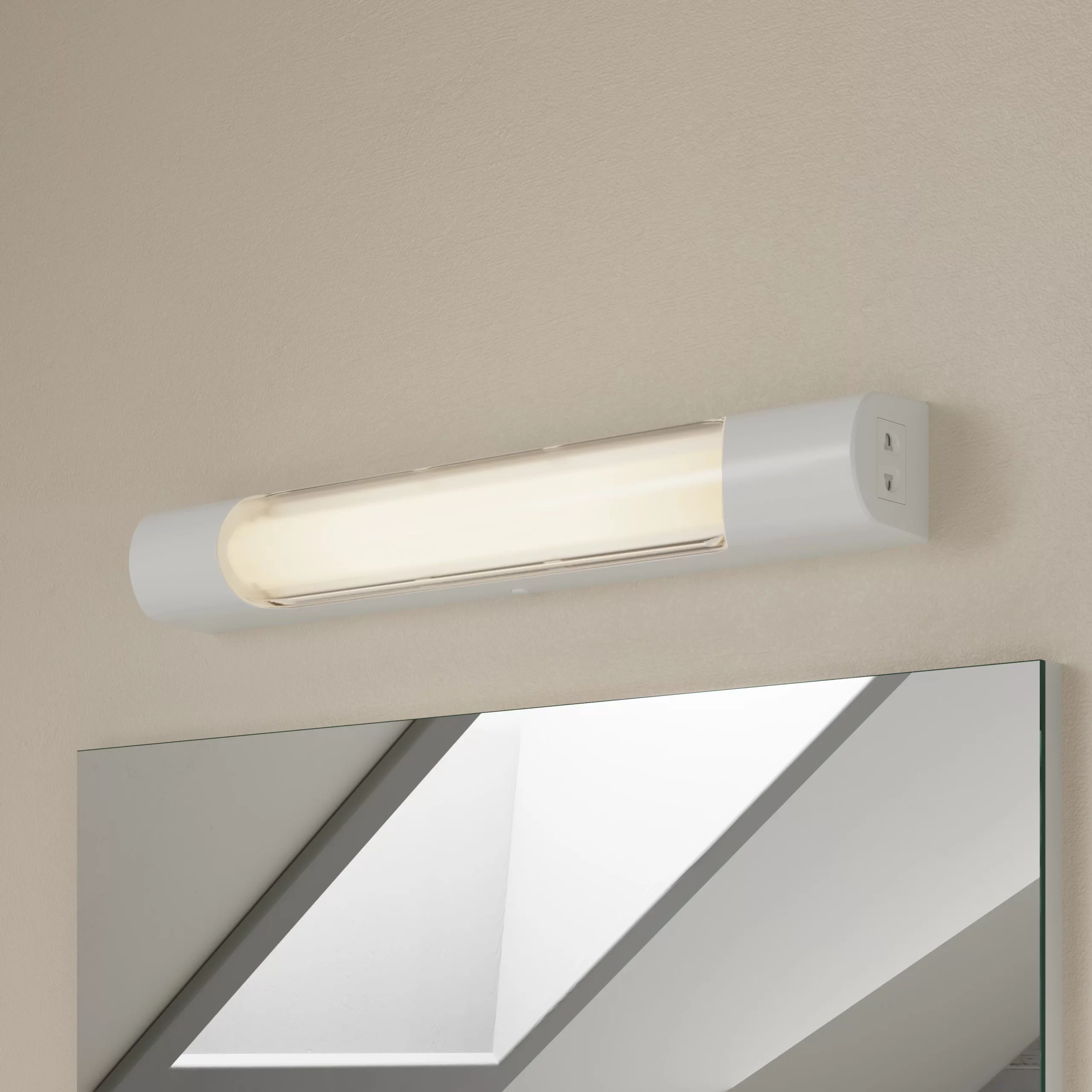 Matt White Bathroom Wired Wall Light - With Shaver Socket 3 Matt White Bathroom Wired Wall Light - With Shaver Socket