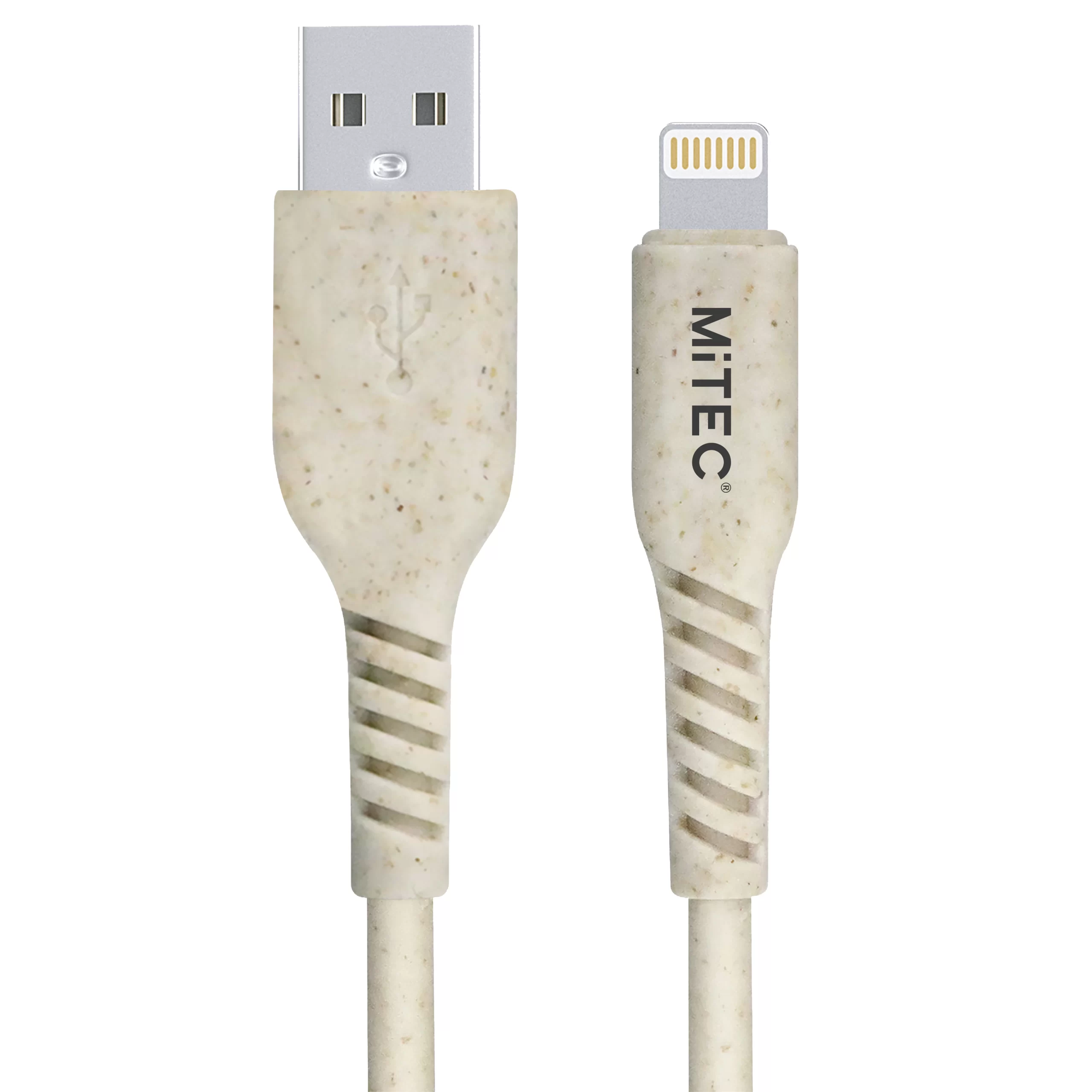 MiTEC Lightning - USB A Biodegradable Charging Cable, 1m, Beige 3 MiTEC Lightning - USB A Biodegradable Charging Cable, 1m, Beige
