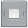 MK 10A Grey Double 2 Way Metal-clad Switch With White Inserts 1 MK 10A Grey Double 2 Way Metal-clad Switch With White Inserts -Professional Electrical Lighting Store mk 10a grey double 2 way metal clad switch with white inserts5017490327628 02c