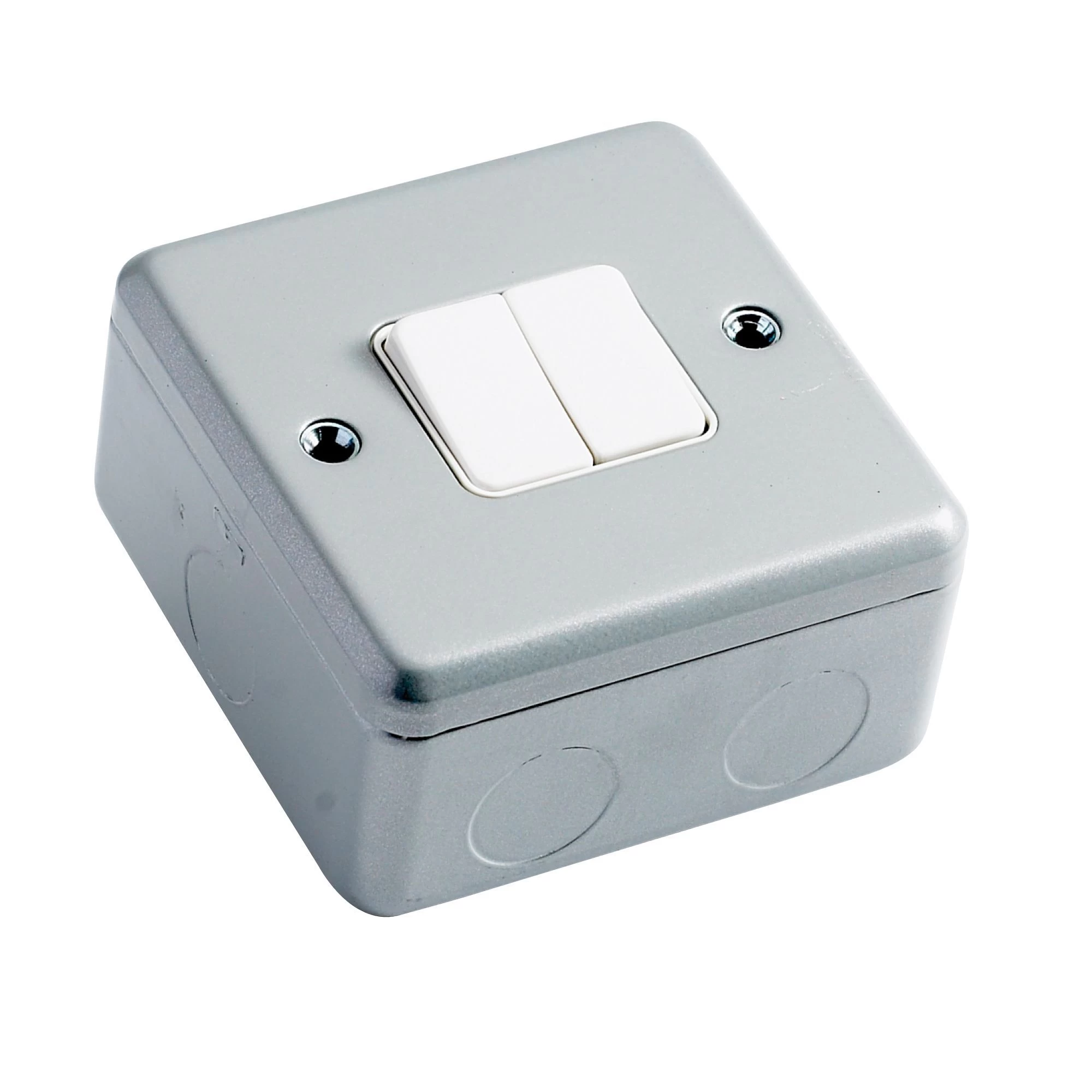 MK 10A Grey Double 2 Way Metal-clad Switch With White Inserts 4 MK 10A Grey Double 2 Way Metal-clad Switch With White Inserts - Image 2