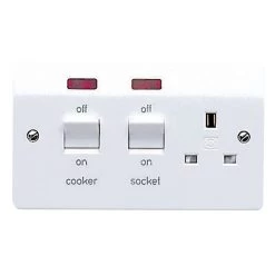MK White Cooker Switch & Socket With Neon