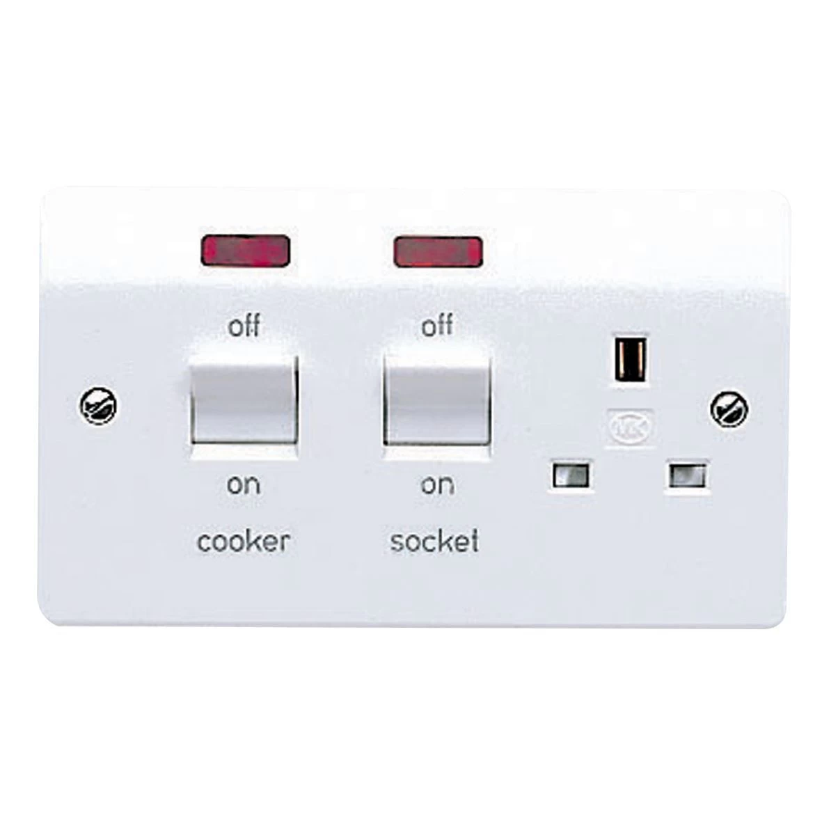 MK White Cooker Switch & Socket With Neon 3 MK White Cooker Switch & Socket With Neon