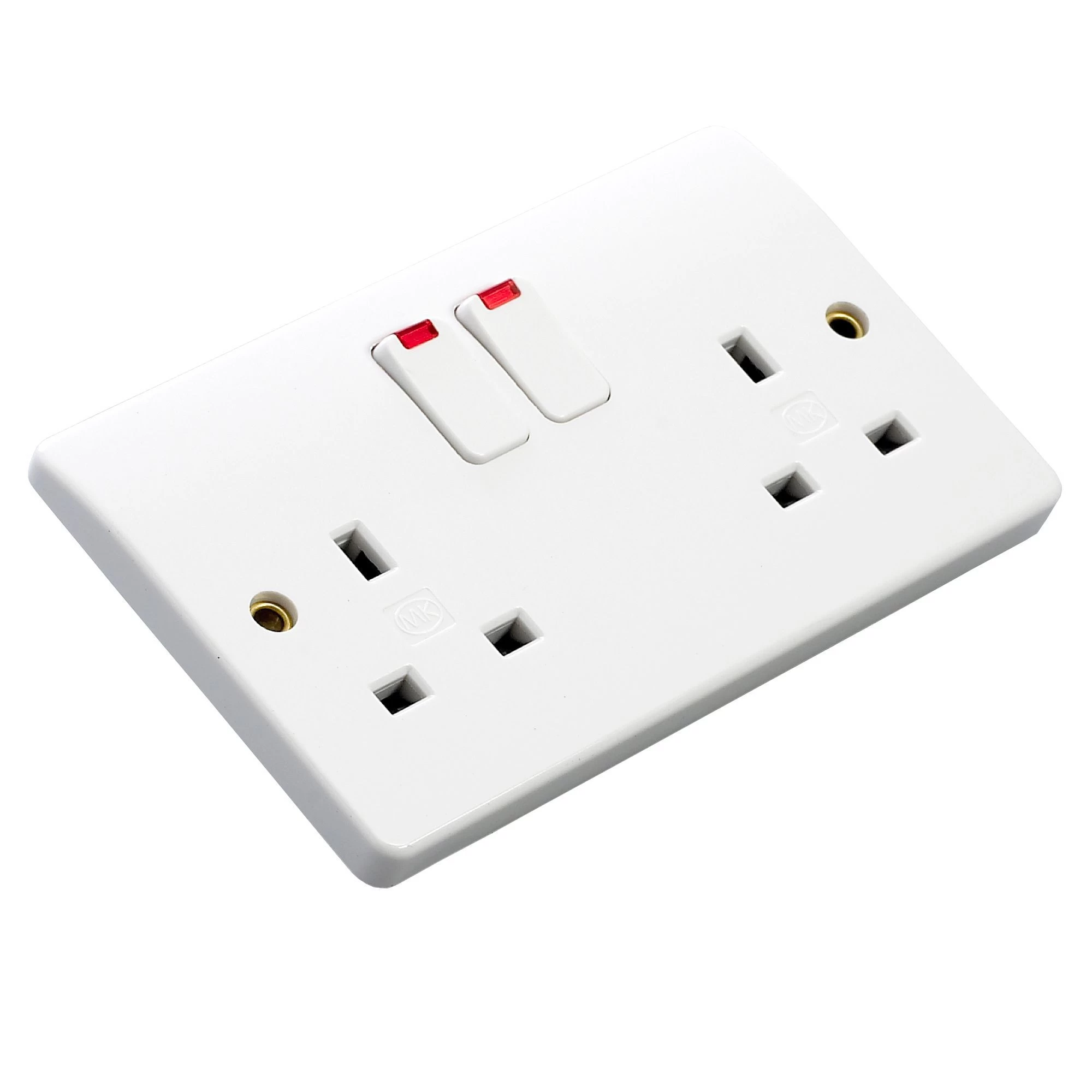 MK White Double 13A Switched Socket With Neon 3 MK White Double 13A Switched Socket With Neon