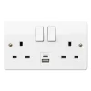 MK White Double 13A Switched Socket With USB X2 2 MK White Double 13A Switched Socket With USB X2 -Professional Electrical Lighting Store mk white double 13a switched socket with usb x25017490982711 02c bq