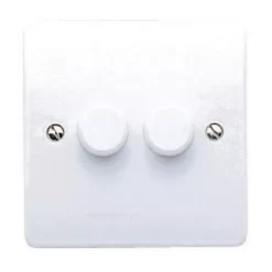 MK White Raised Slim Profile Double 2 Way Dimmer Switch