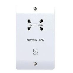 MK White Raised Slim Screwed Shaver Socket Gloss White