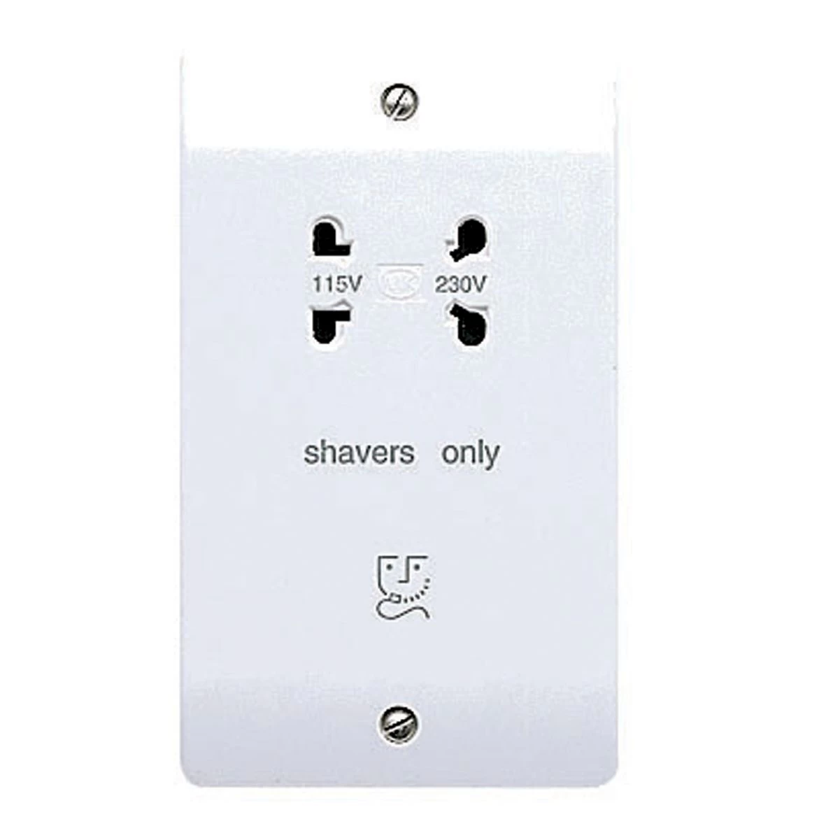 MK White Raised Slim Screwed Shaver Socket Gloss White 3 MK White Raised Slim Screwed Shaver Socket Gloss White