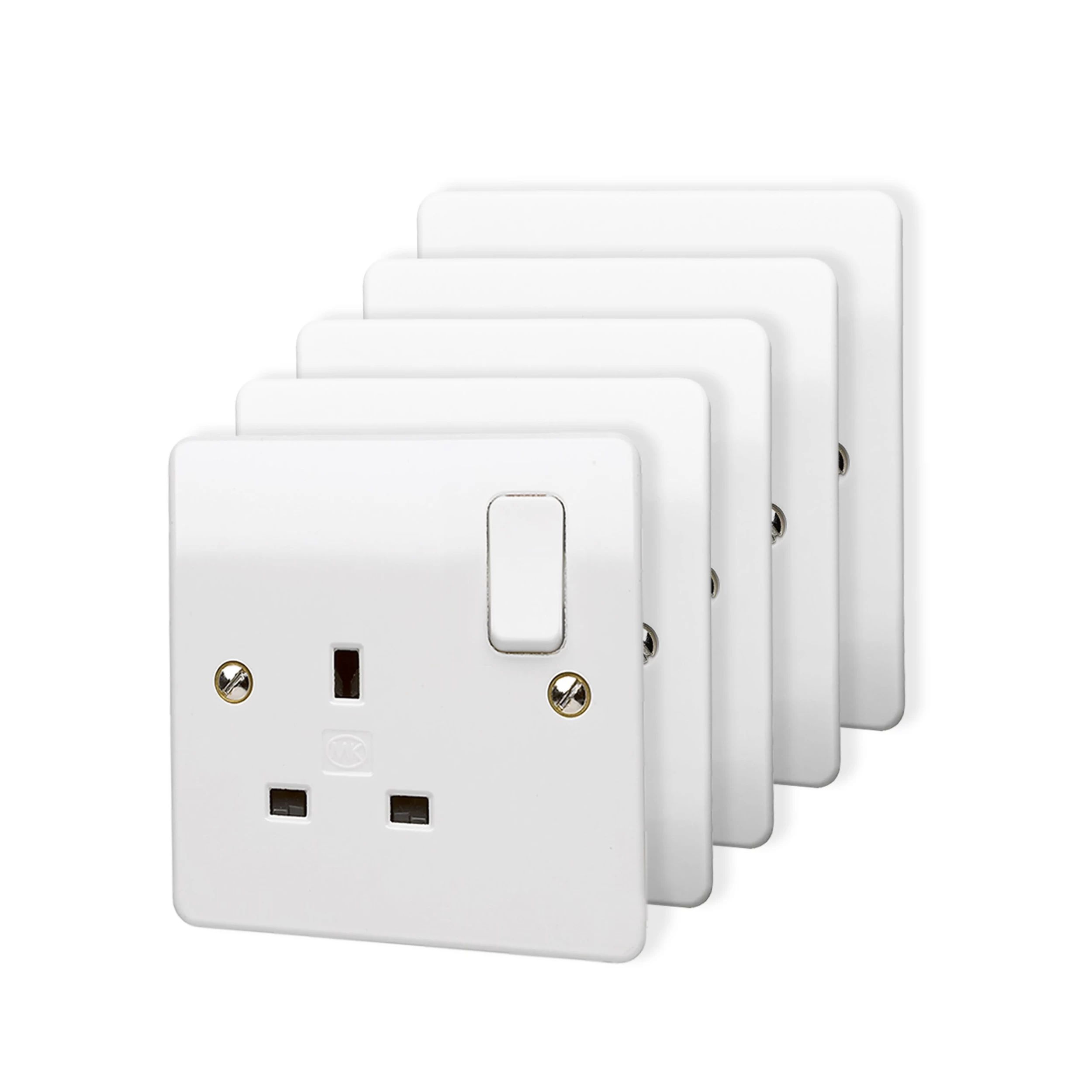 MK White Single 13A Switched Socket, Pack Of 5 3 MK White Single 13A Switched Socket, Pack Of 5