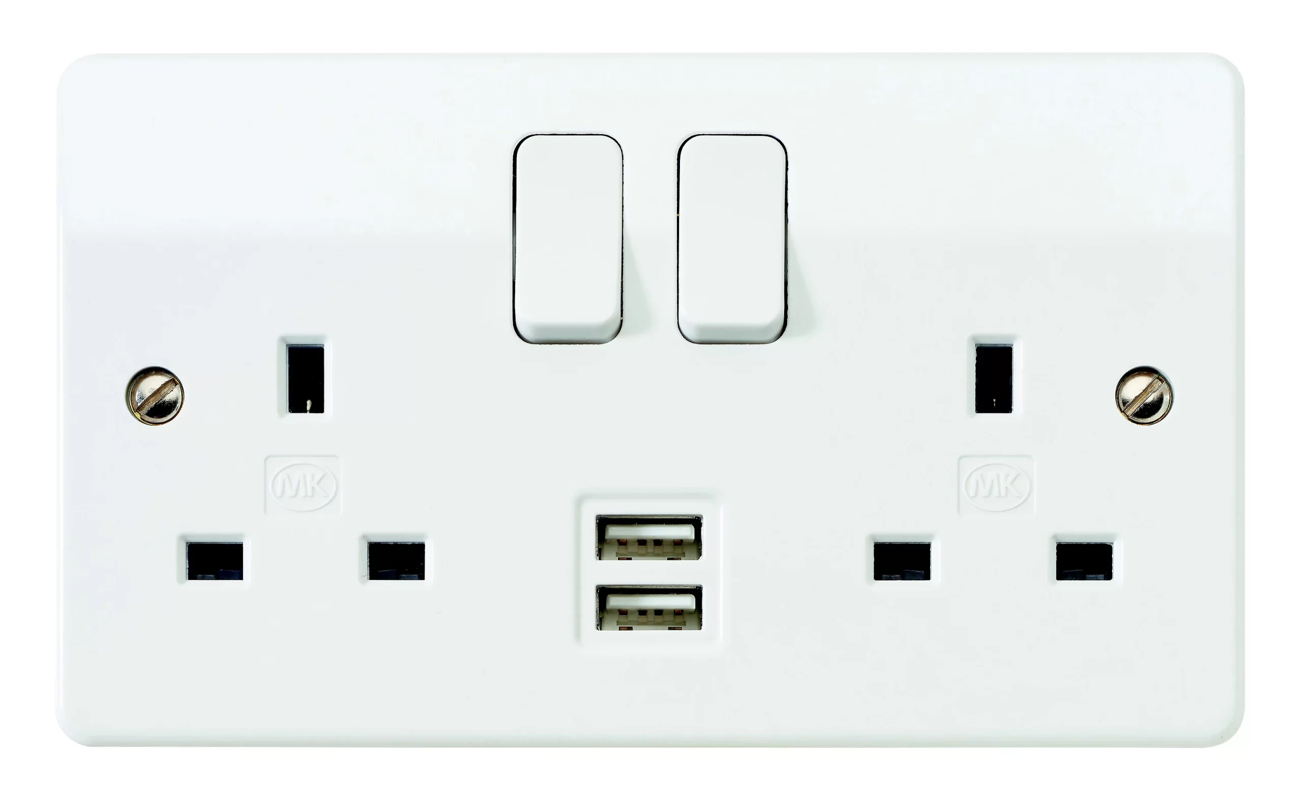 MK White Socket With USB X2 3 MK White Socket With USB X2