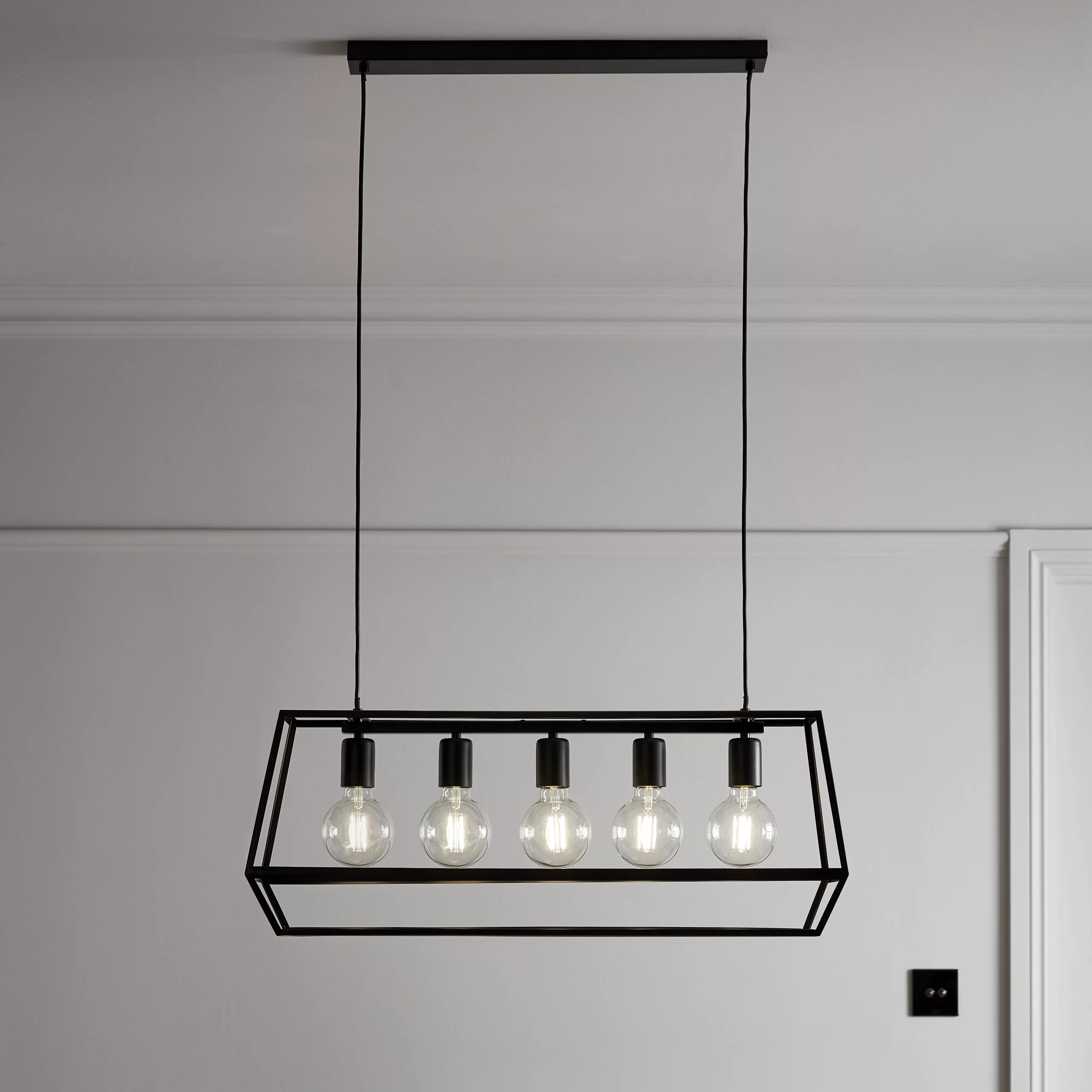 Nantan Matt Black 5 Lamp Pendant Ceiling Light, (Dia)780mm 3 Nantan Matt Black 5 Lamp Pendant Ceiling Light, (Dia)780mm