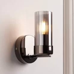 Nicholas Black Chrome Effect Wired Wall Light