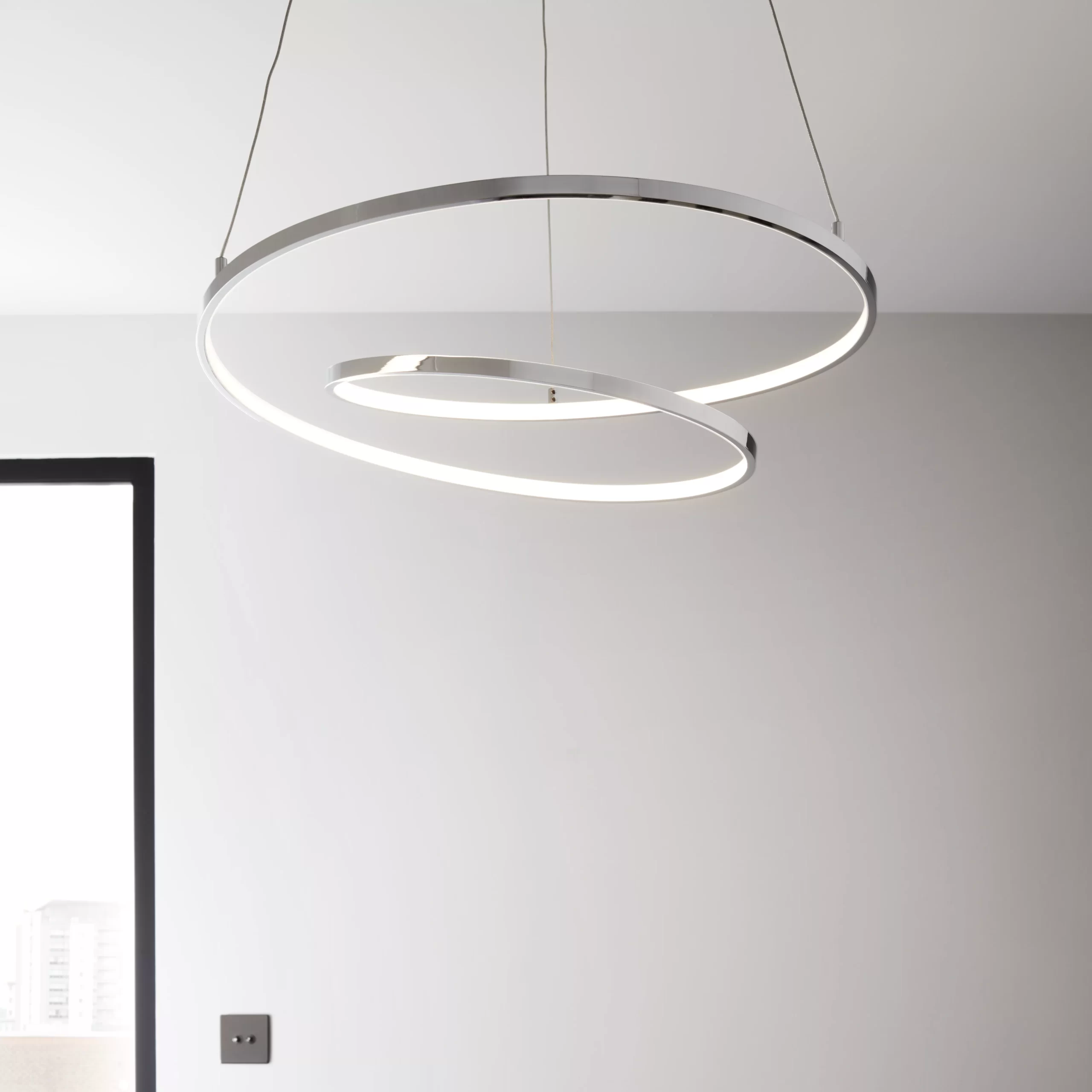 Pegmati Chrome Effect Pendant Ceiling Light, (Dia)580mm 3 Pegmati Chrome Effect Pendant Ceiling Light, (Dia)580mm