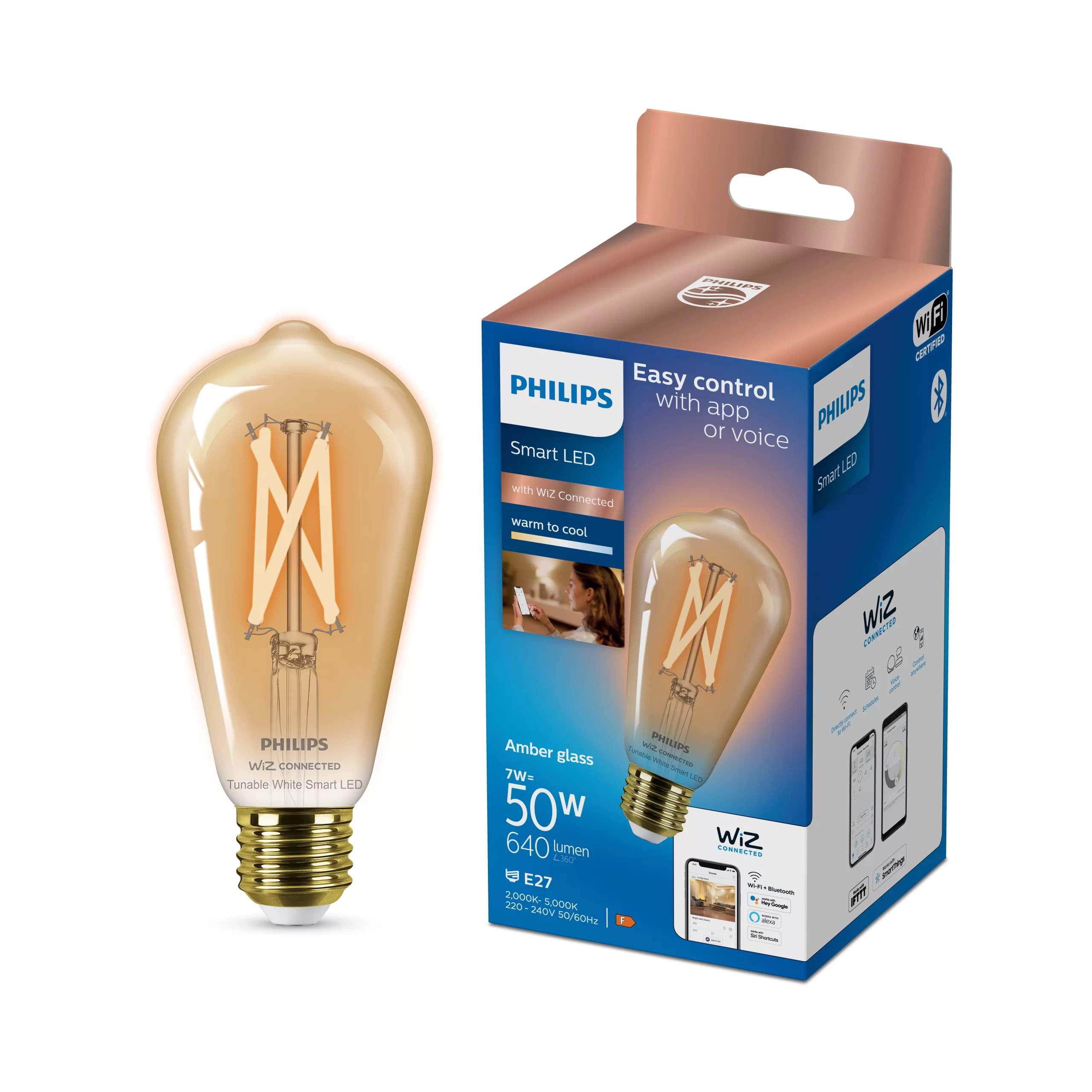 Philips PhilipsSmart E27 50W LED Cool White & Warm White ST64 Dimmable Filament Smart Light Bulb 3 Philips PhilipsSmart E27 50W LED Cool White & Warm White ST64 Dimmable Filament Smart Light Bulb