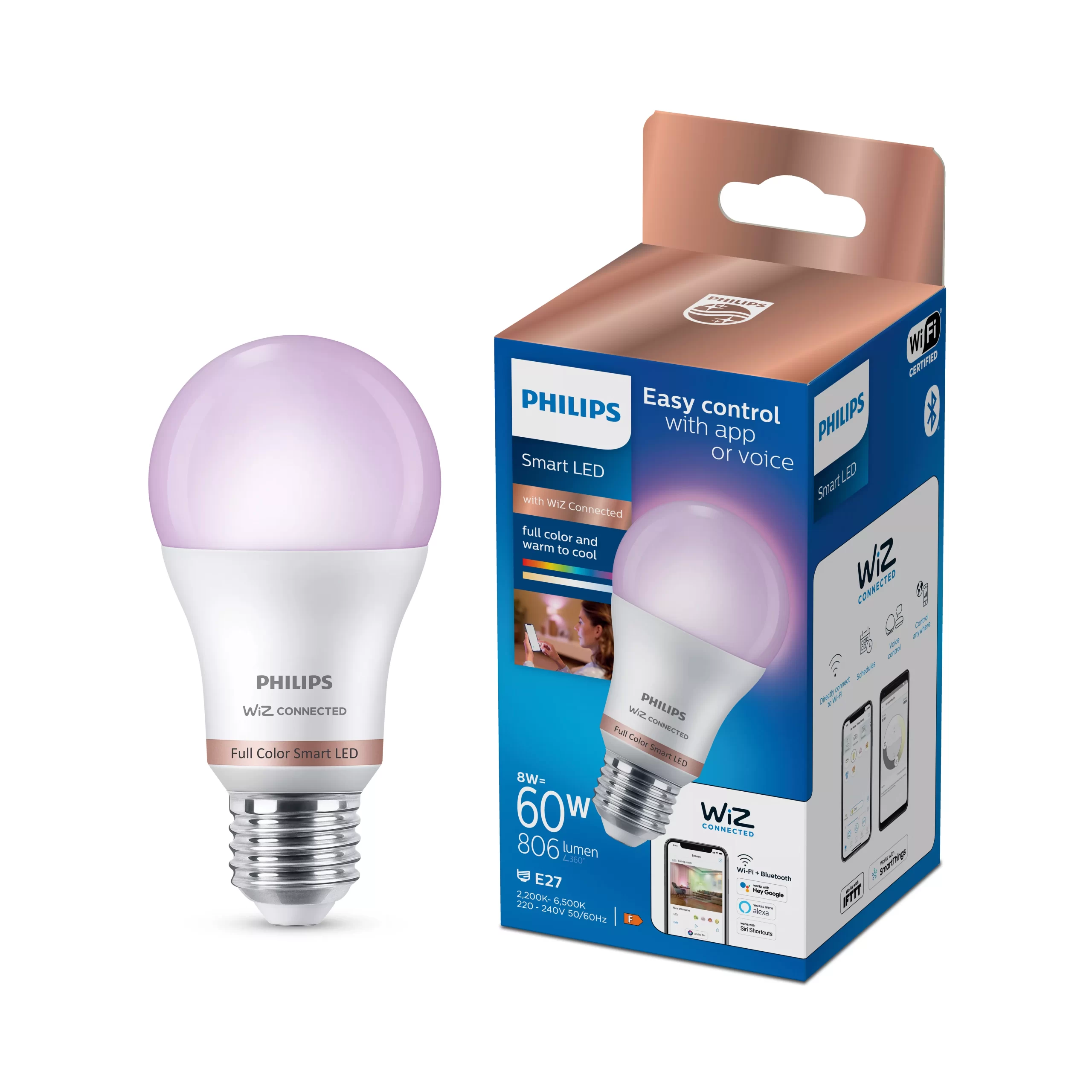 Philips PhilipsSmart E27 60W LED Cool White, RGB & Warm White A60 Dimmable Smart Light Bulb 3 Philips PhilipsSmart E27 60W LED Cool White, RGB & Warm White A60 Dimmable Smart Light Bulb