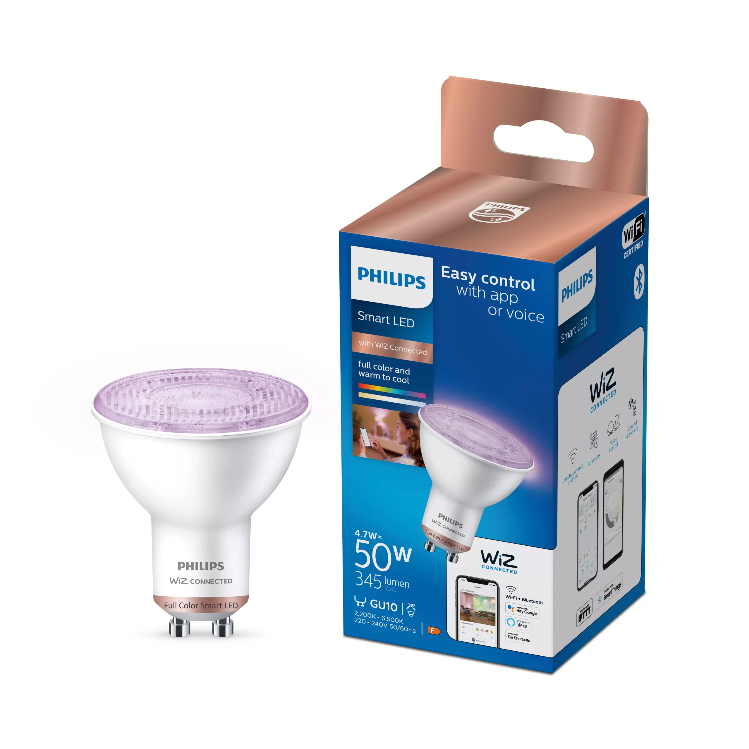 Philips PhilipsSmart GU10 50W LED Cool White, RGB & Warm White Reflector Dimmable Smart Light Bulb 3 Philips PhilipsSmart GU10 50W LED Cool White, RGB & Warm White Reflector Dimmable Smart Light Bulb