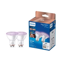 Philips WiZ GU10 50W LED Cool White, RGB & Warm White PAR16 Smart Light Bulb, Pack Of 2