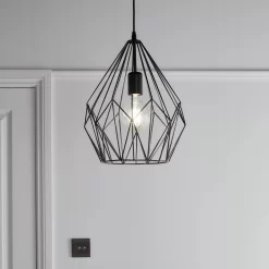 Phobeto Matt Black Pendant Ceiling Light, (Dia)310mm