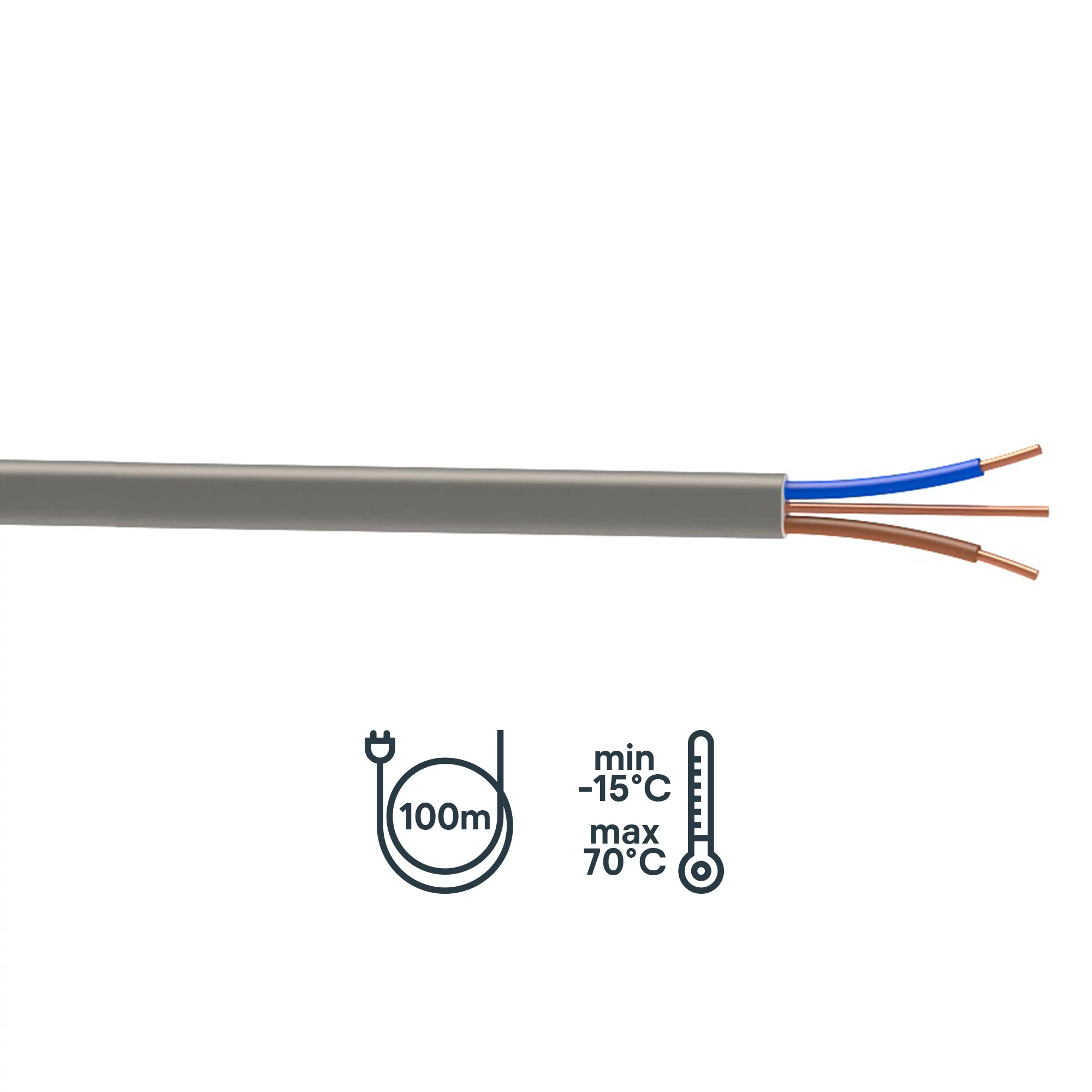 Prysmian 6242Y 1.5mm² Grey Twin & Earth Cable, 100m 4 Prysmian 6242Y 1.5mm² Grey Twin & Earth Cable, 100m - Image 2