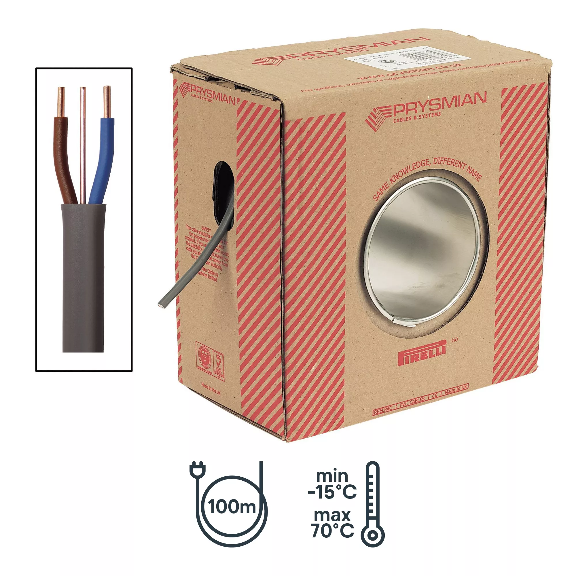 Prysmian 6242Y 2.5mm² Grey Twin & Earth Cable, 100m 6 Prysmian 6242Y 2.5mm² Grey Twin & Earth Cable, 100m - Image 4