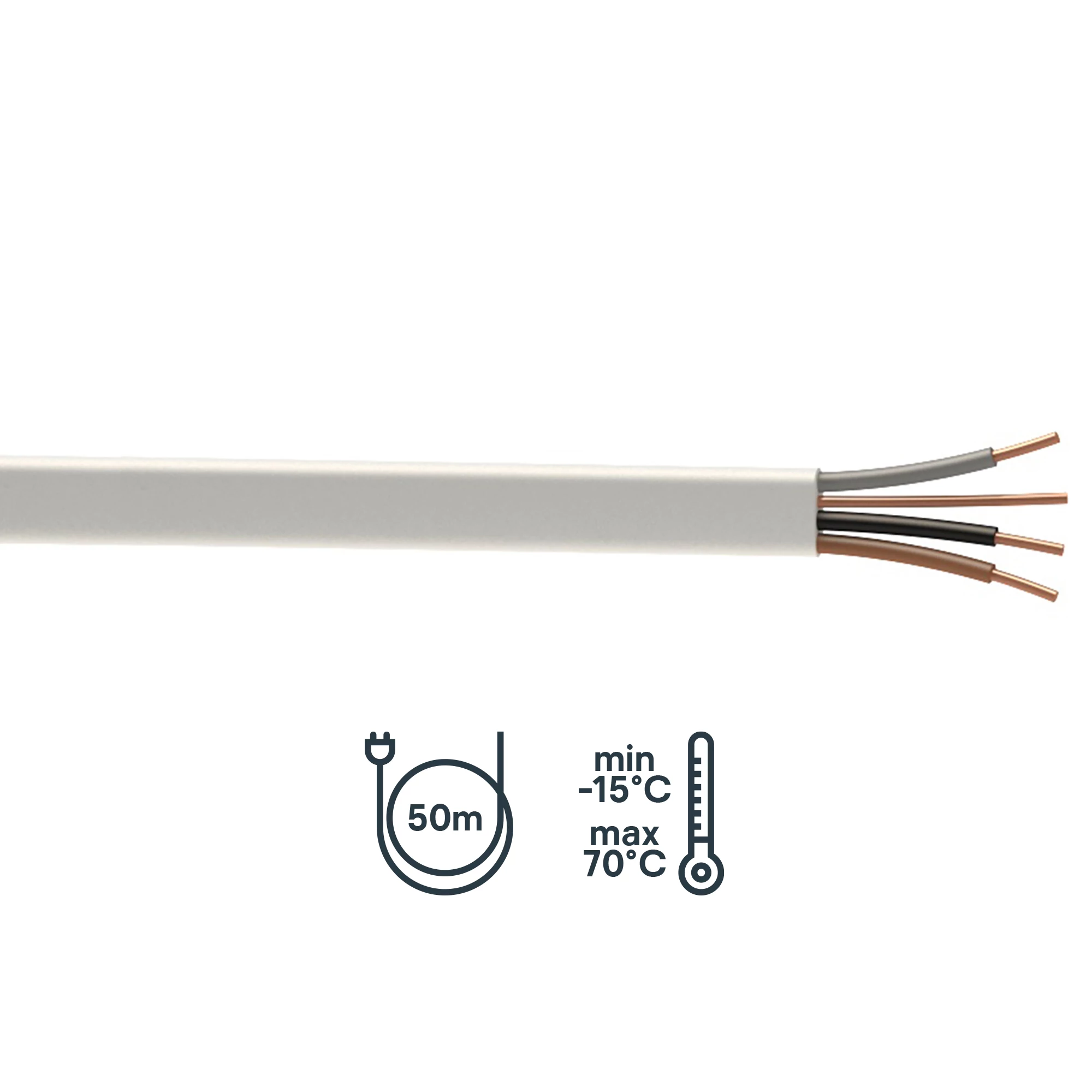 Prysmian 6243YH 1.5mm² Grey 3 Core & Earth Cable, 50m 4 Prysmian 6243YH 1.5mm² Grey 3 Core & Earth Cable, 50m - Image 2