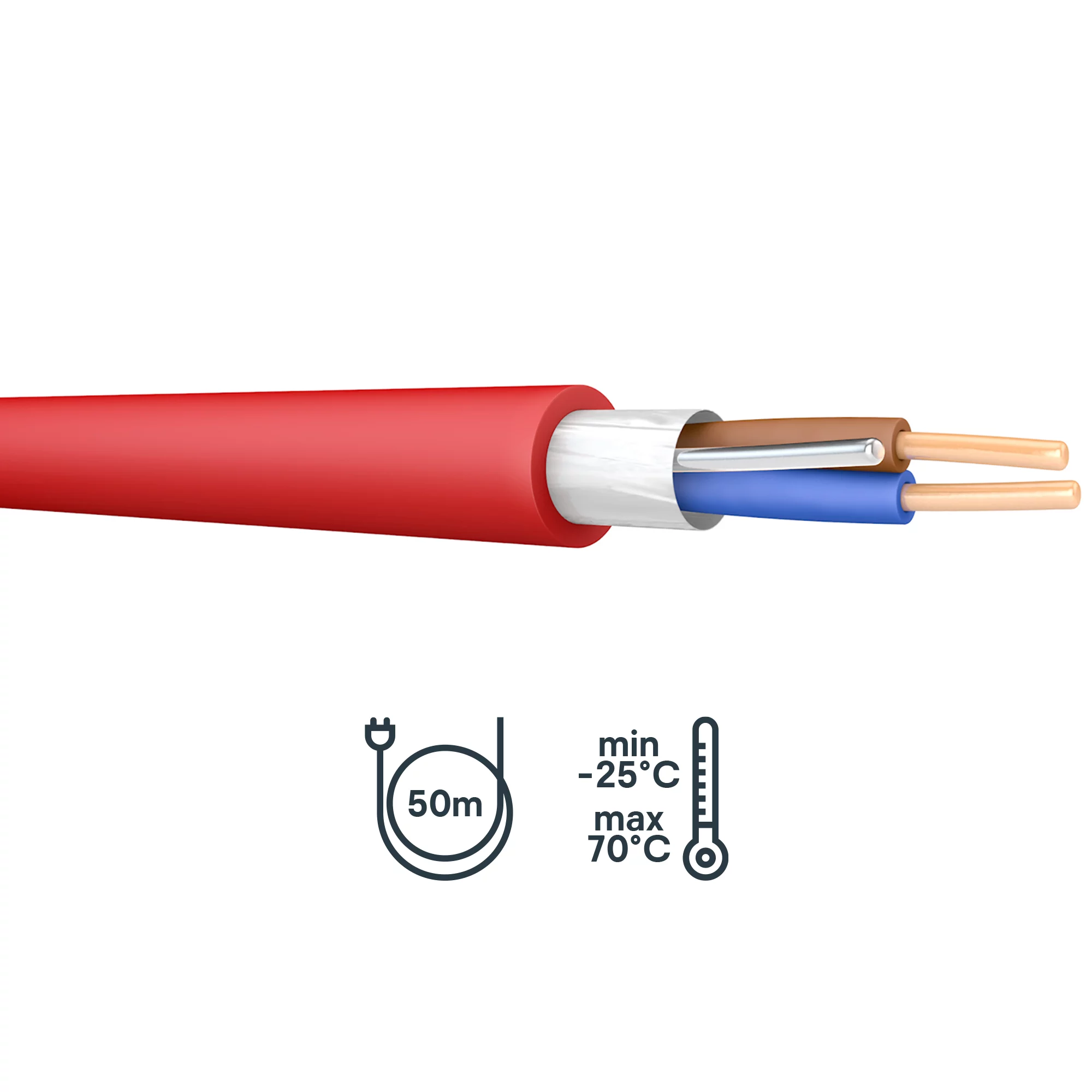 Prysmian FP200 Red 2 Core Fire Cable, 1.5mm² X 50m 4 Prysmian FP200 Red 2 Core Fire Cable, 1.5mm² X 50m - Image 2