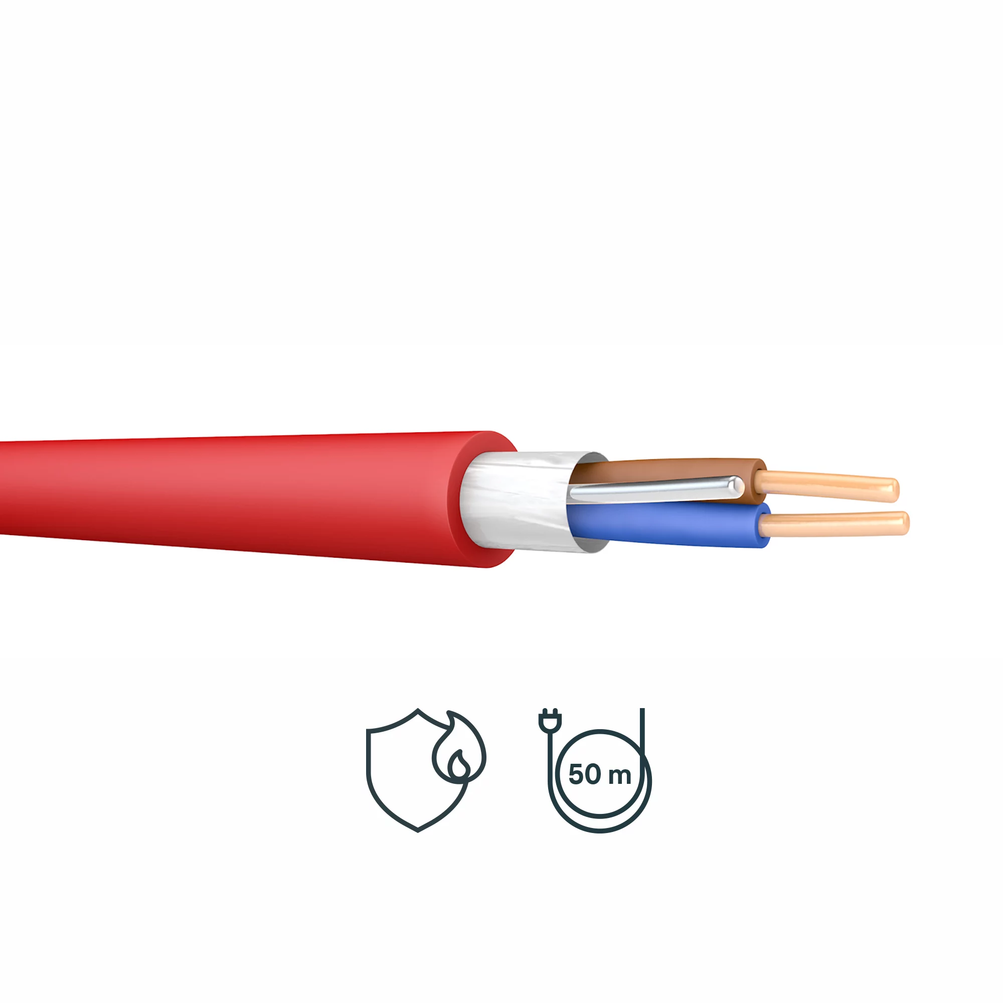 Prysmian FP200 Red 2 Core Fire Cable, 2.5mm² X 50m 3 Prysmian FP200 Red 2 Core Fire Cable, 2.5mm² X 50m